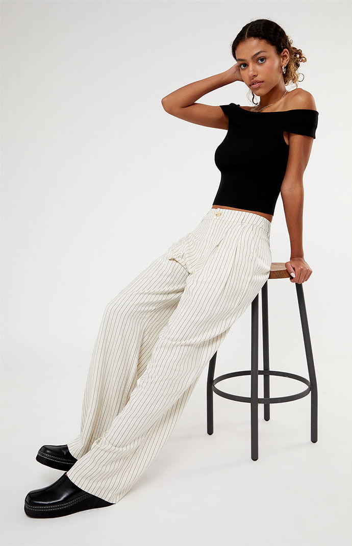 Pacsun black and white striped pants deals