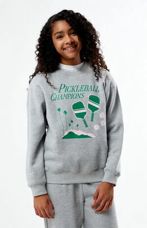 Pickleball Champions Heather Grey Crew Neck Sweatshirt image number 1