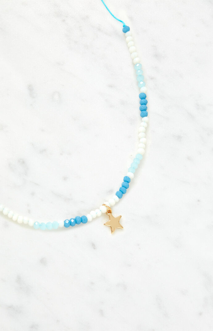 Blue Beaded Star Necklace