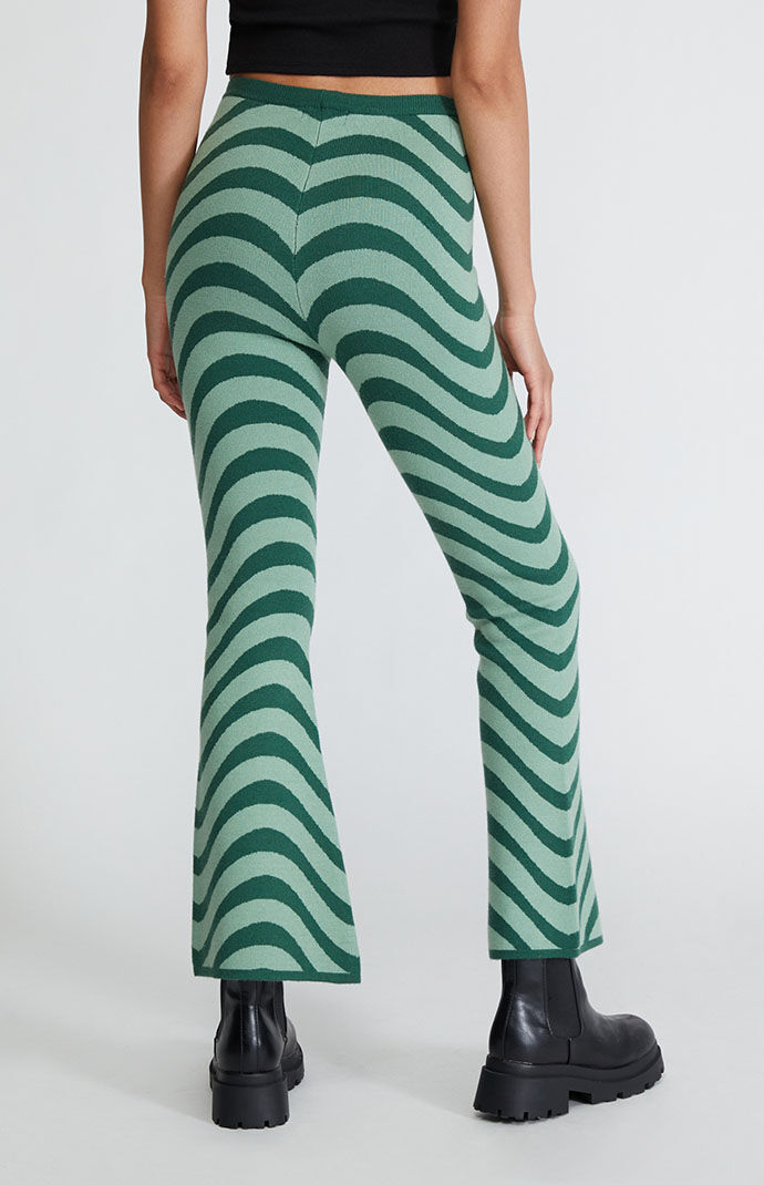 LA Hearts Green Printed Sweater Flare 