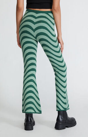 Green Printed Sweater Flare Pants image number 3