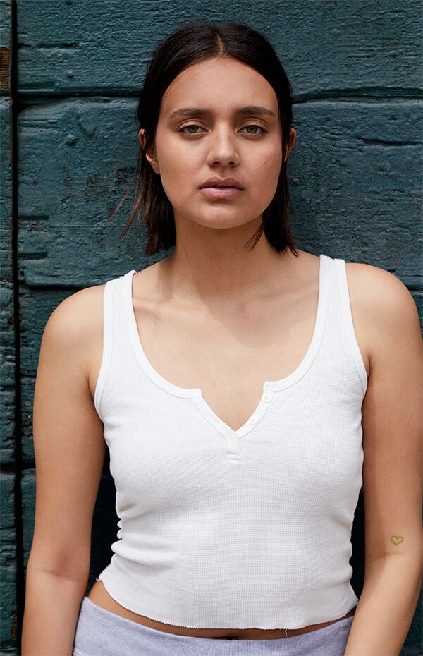 John Galt White Henley Tank Top