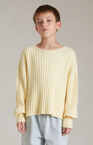Kids Garden Yellow Raw Neck Sweater image number 1