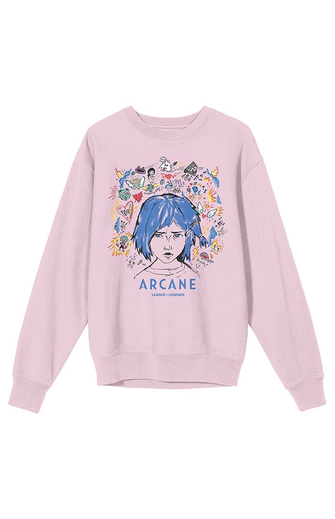 PacSun Arcane League Of Legends Powder Doodle Art Crew Neck Sweatshirt