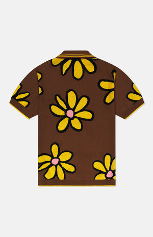 Brown Daisy Short Sleeve Polo Cardigan image number 2