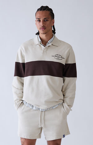 Gray Long Sleeve Rugby Polo Shirt image number 2