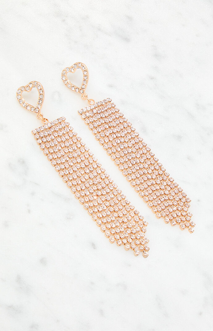 LA Hearts Rhinestone Heart Duster Earrings