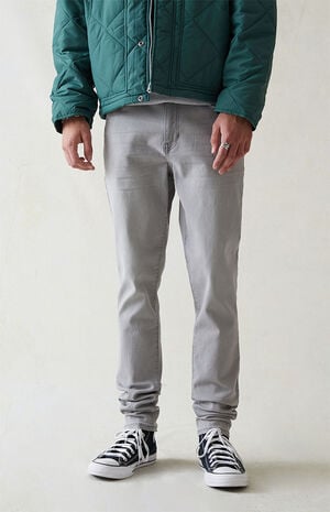 Eco High Stretch Gray Stacked Skinny Jeans image number 2