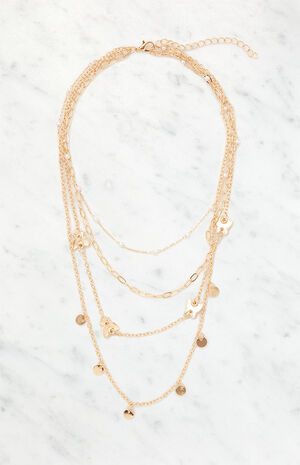 Butterfly Disc Layered Necklace image number 1