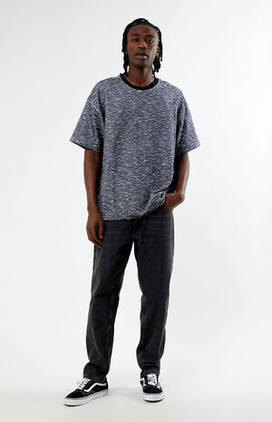 Black & White Slub Stripe Oversized T-Shirt image number 2