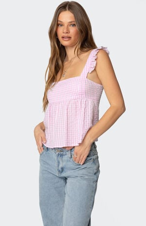 Edikted Jenson Backless Gingham Top | PacSun