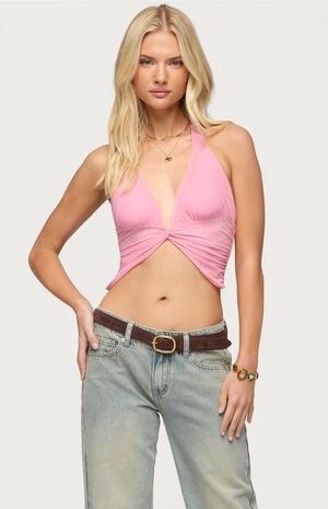 Alani Twisted Cropped Halter Top image number 1