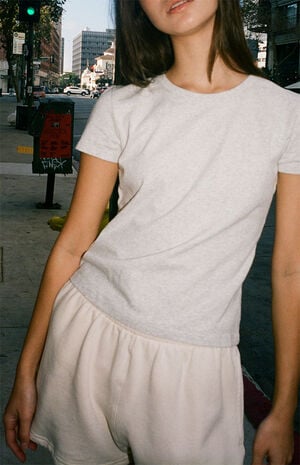 Silver Basic Crew Neck T-Shirt