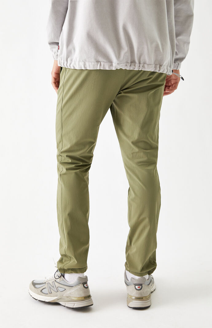 Green Crinkle Nylon Jogger Pants
