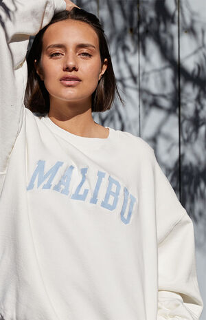 White Malibu Crew Neck Sweatshirt image number 2