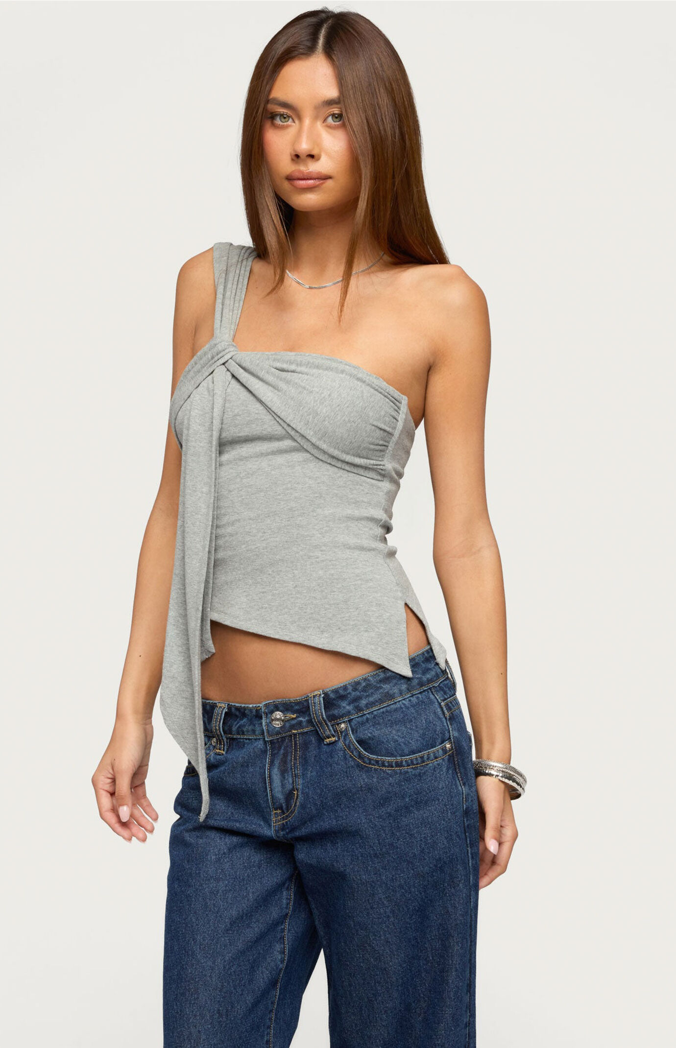 Edikted Zoie Draped Tie One Shoulder Top