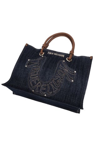 Andi Horseshoe Applique Denim Tote Bag image number 8