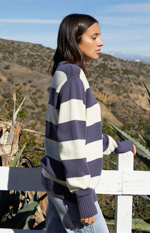 White & Navy Brianna Striped Sweater image number 3