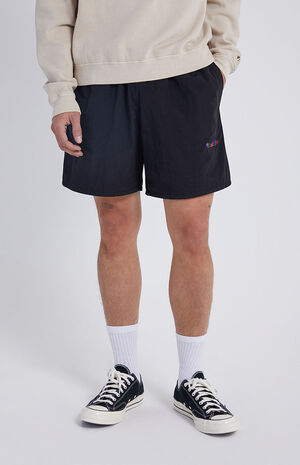 Black Branded Nylon Shorts image number 2