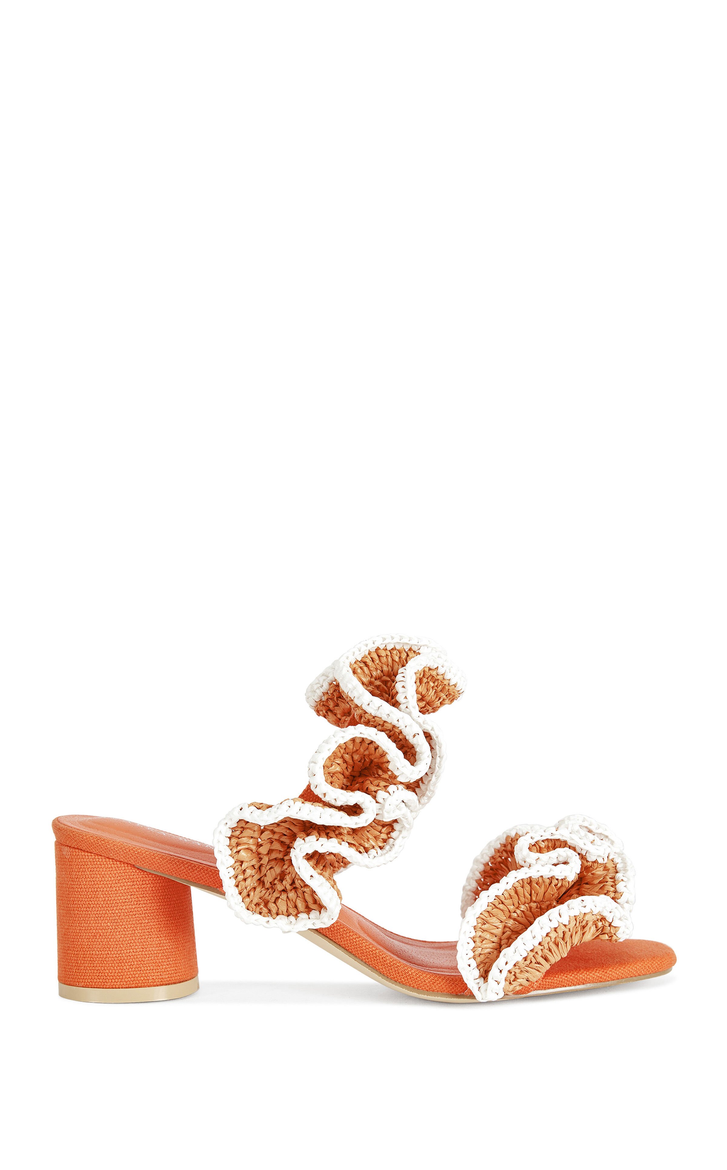 AZALEA WANG Women's Chahna Orange Block Sandals