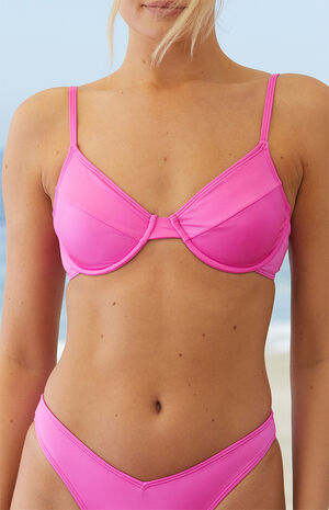 Hot Pink Underwire Bralette Bikini Top image number 2