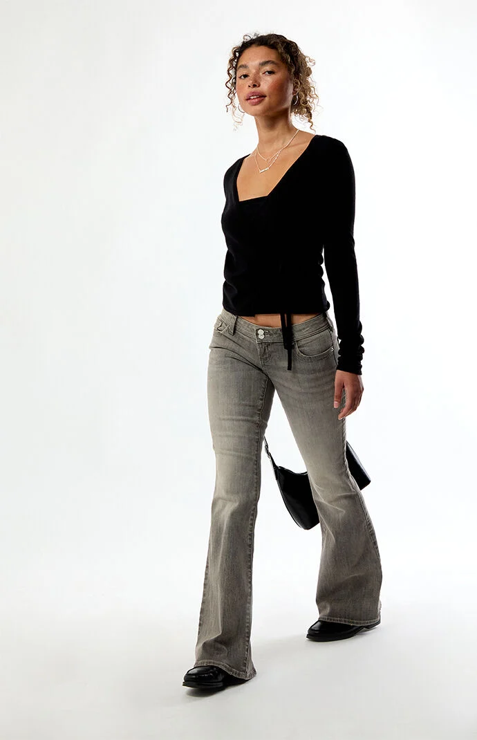 Pacsun Alana Ultimate Low Rise Flare Jeans Stretch Gray