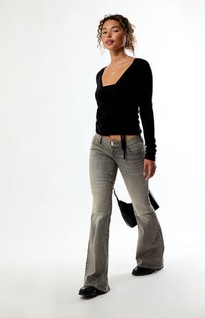 Alana Ultimate Low Rise Flare Jeans Stretch Gray image number 1