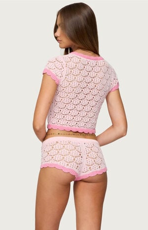 Elisa Open Knit Button Up Top image number 3