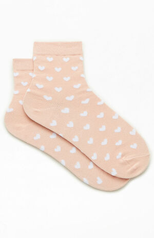 Pink Heart Quarter Socks image number 2