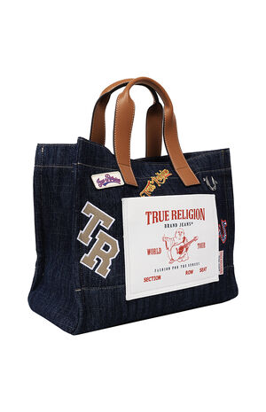 Andy Dark Denim Multi Patch Medium Tote Bag image number 2