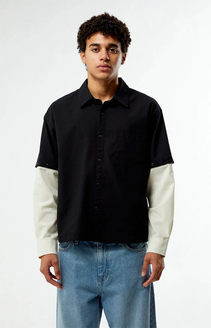 Pacsun Black & White 2fer Long Sleeve Shirt