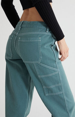 Teal Low Rise Carpenter Pants image number 4