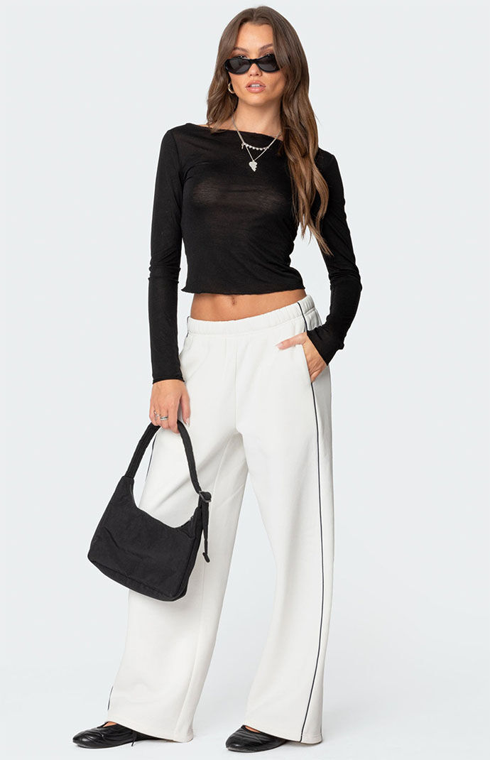 Edikted Rach Sheer Boat Neck Top | Pacsun