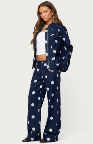 Leyah Polka Dot Oversized Denim Jacket image number 4