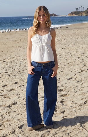 Dark Indigo Gracie Low Rise Baggy Carpenter Jeans image number 4