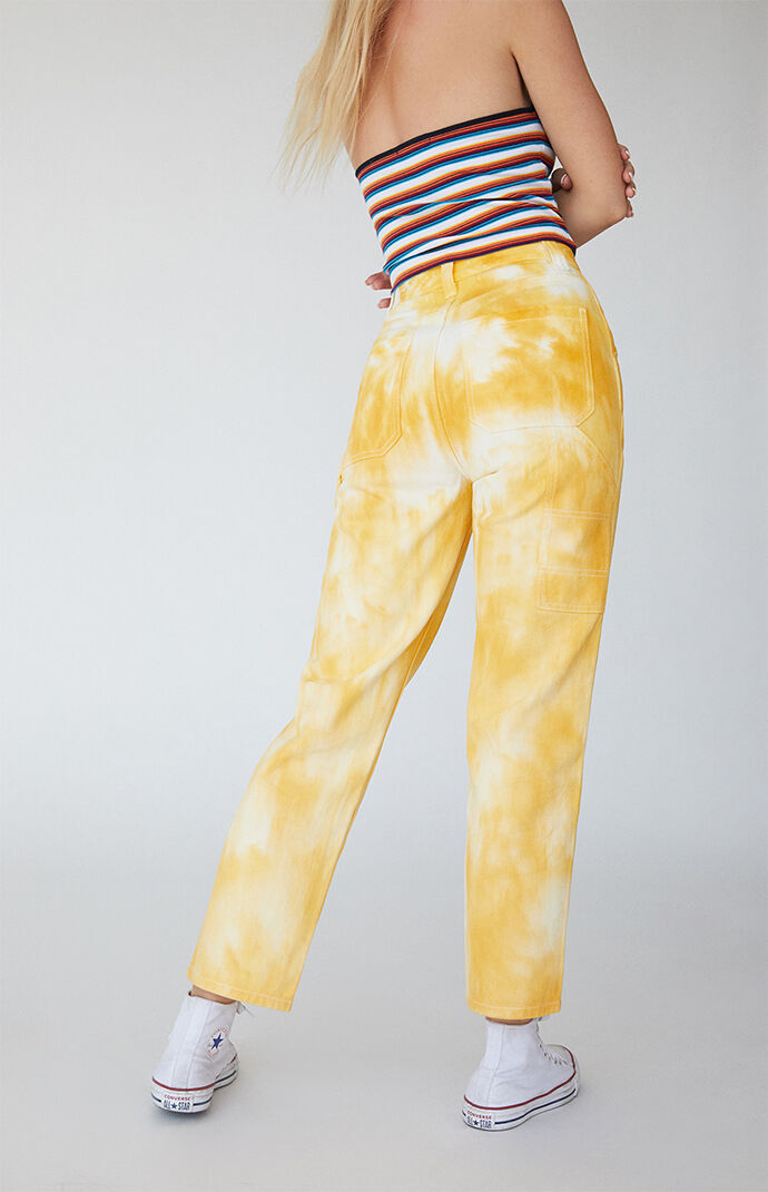 Yellow tie dye pants on sale