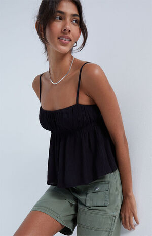 Ruched Babydoll Cami Tank Top image number 2