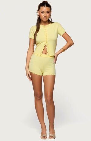 Rosie Scalloped Knit Button Up Top image number 4