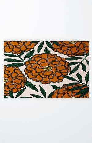 Orange Flower Large Welcome Mat image number 1