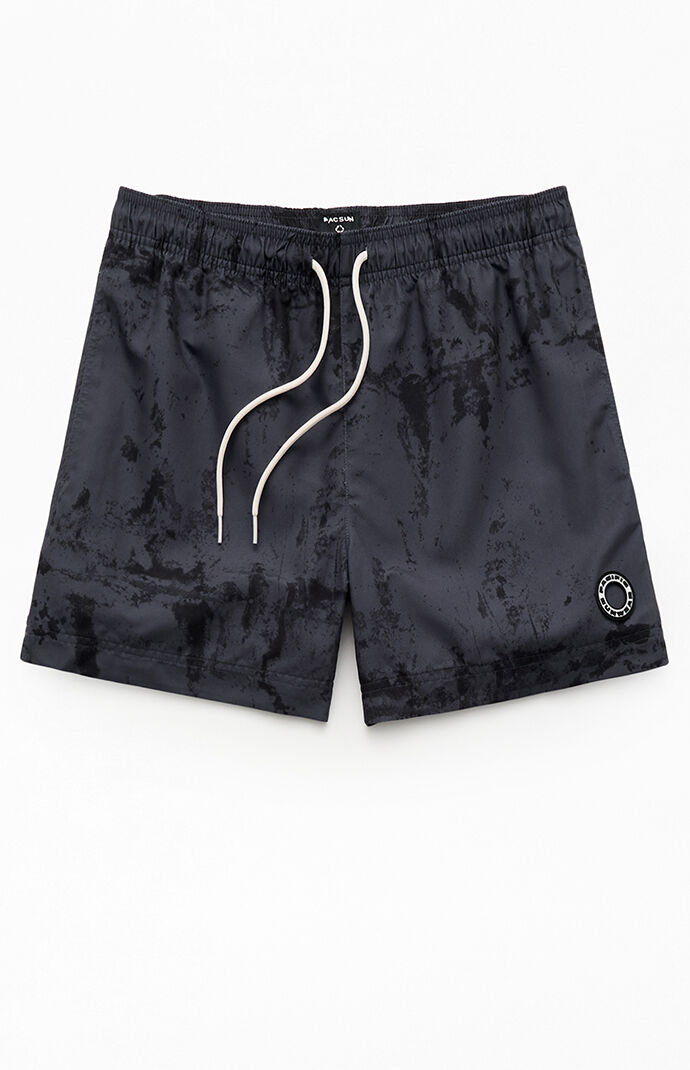 Pacsun Black Oil Dye 4.5" Swim Trunks