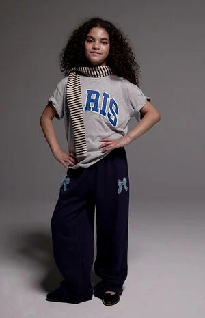 Bow Applique Baggy Sweatpants image number 1