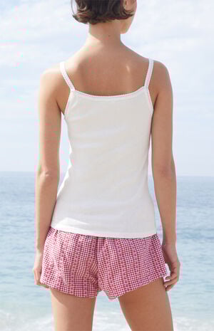 John Galt White Lace Trim Tank Top | PacSun