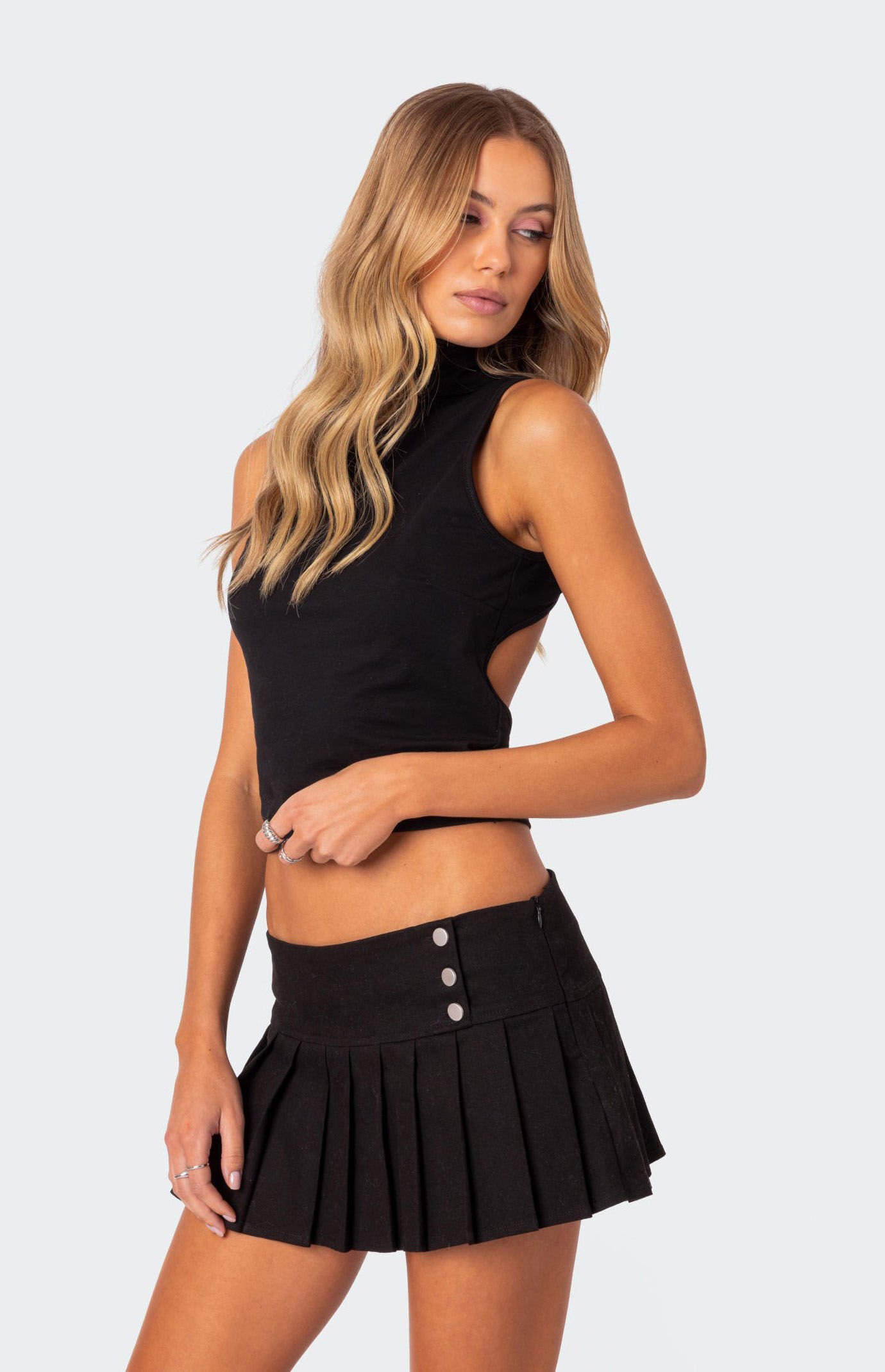 Edikted Mock Neck Open Back Top