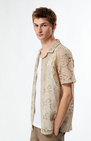 Lace Paisley Woven Camp Shirt image number 3