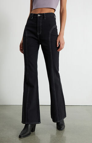 Black High Waisted Flare Jeans image number 2