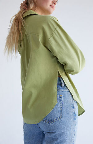 Long Sleeve Side Slit Button Down Shirt Long Sleeve Side Slit Button Down Shirt image number null