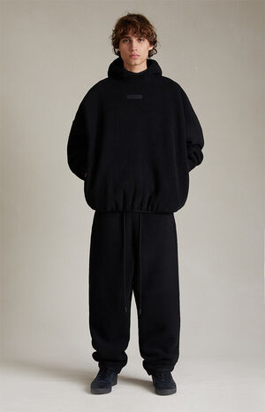 Jet Black Sherpa Polar Fleece Sweatpants image number 2
