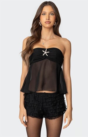 Starfish Strapless Chiffon Top image number 1