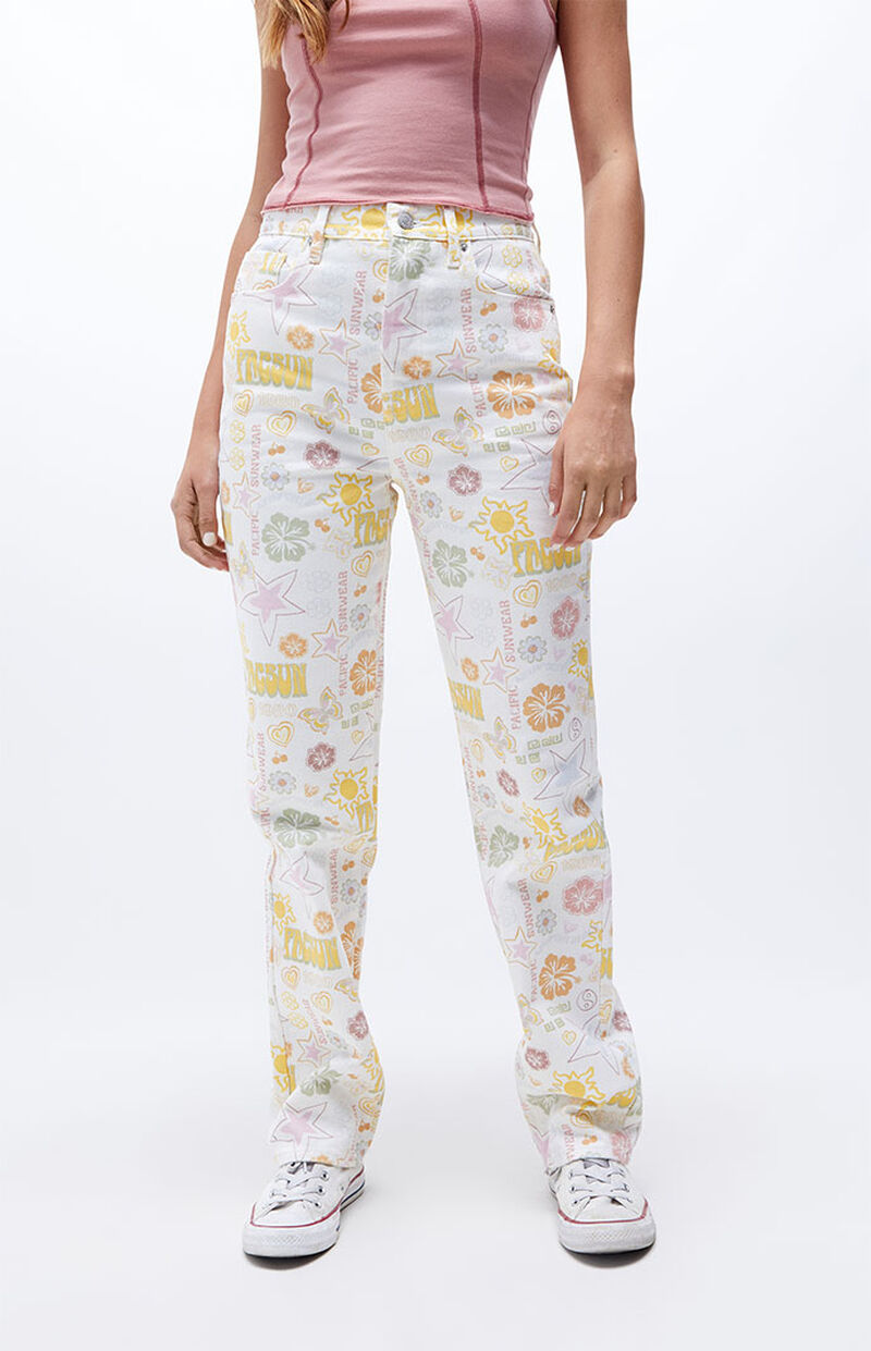 PacSun Women's Mixed Pacific Sunwear Print Dad Jeans