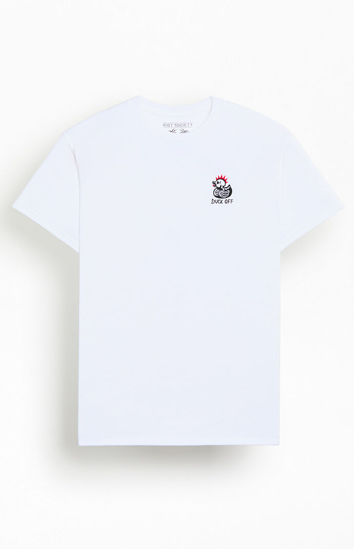 Riot Society Men's Rock Duck Off Embroidered T-shirt In White